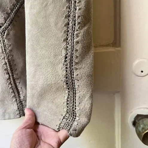 St. Tropez Vintage Saint Tropez Suede Leather Skirt sz M Green Patchwork Boho Western Suede