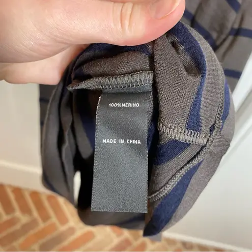 FOIL 100% Soft Merino Wool Striped Oversized Boho Cottagecore Dress size small Gray