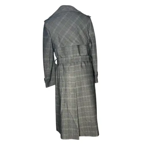 DONALD BROOKS For Main Street Plaid Trench Coat Belted Epaulets Fits Size Small Gray