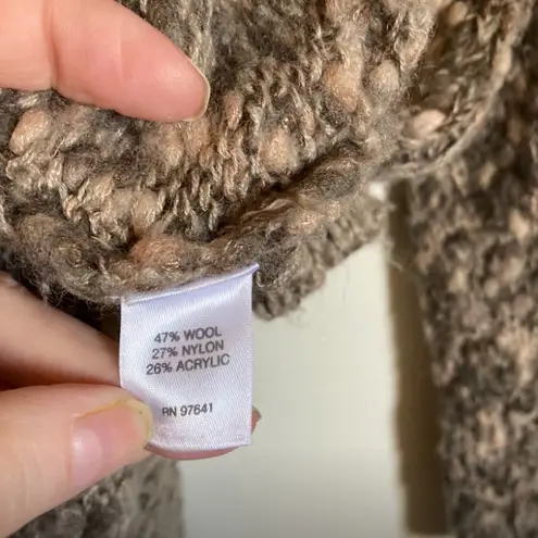 J. Jill Brown Multicolor Popcorn Knit Wool Blend Long Sleeve Sweater