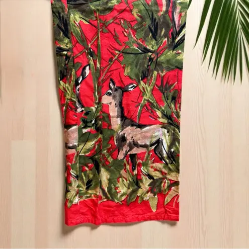 LILKA Anthropologie Doting Deer Red Green Jungle Lounge Pants
