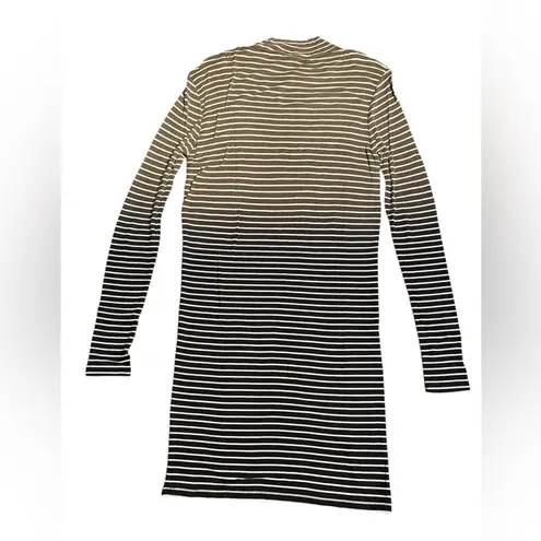 ATM women Stripe Knit Dress stretch long sleeve olive green Black cream Sz L NWT Size L