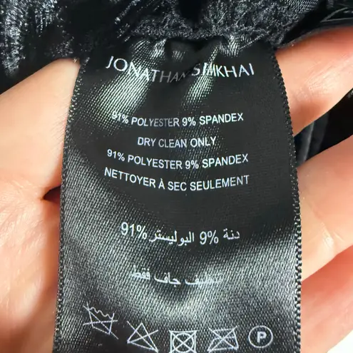 Jonathan Sinkhai Valerie Black Ruched Velvet Square Neck Long Sleeve Top Size XL