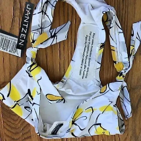 Jantzen NEW NWT White Yellow Gray Black Floral Tie Knot Y2K Bikini BOTTOM 12