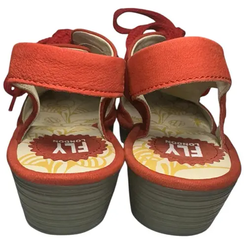 Fly London Women’s Size 39 8 Red Suede Lace Up Wedges Shoes