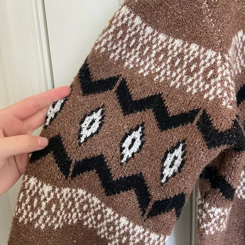 Olive & Oak women’s brown patterned soft cowl neck plush sweater XL