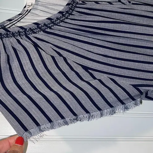 Carve Designs Womens Stripe Keyhole Short Sleeve Pullover Blouse Blue Small