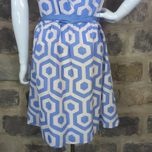 ANNABELLA Dress Geometric Shape Short Sleeve Woman's Size Large Blue White