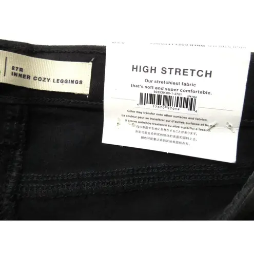 NWT GAP 1969 Inner Cozy Legging in Black Orbit Coated Side Snap Stretch Jeans 27