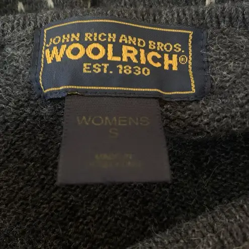 Woolrich Full Zip Ramie Cotton Nordic Fair Isle Sweater Women’s Sz S Gray Red