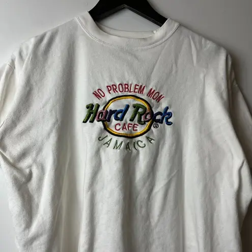Hard Rock Cafe Oversized Jamaica T Shirt Womens White Medium M Embroidered Tee