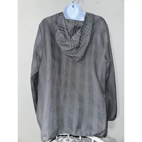 Ruti Gray Plaid Pullover Hoodie Drawstring Hem Long Sleeve S/M Size 4 - Image 7