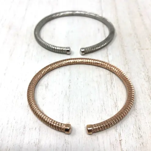 Sterling Silver minimalist textured cuff set, made in Italy - NWOT