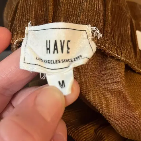 HAVE Womens Corduroy Paperbag Waist Tie Shorts Rust Brown Size M Size M