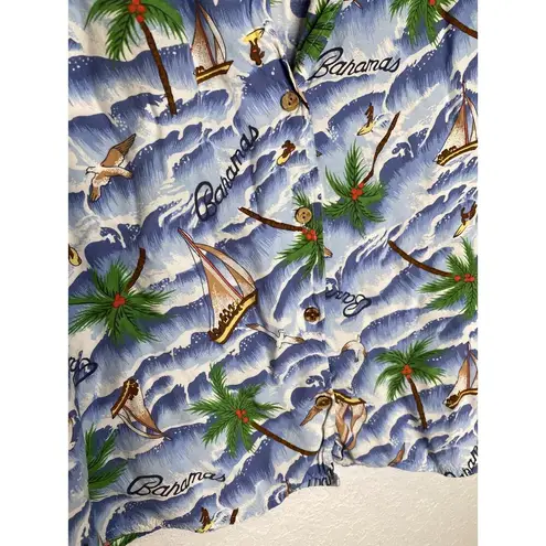 Gloria Vanderbilt Bahamas Tropical Short Sleeve Button Down Shirt Sz Lg Rayon