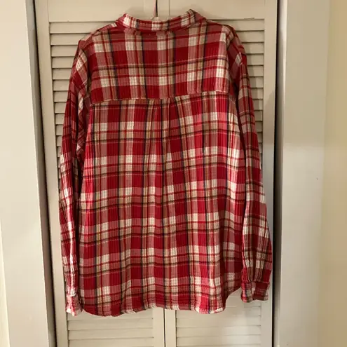 CP Shades Red Plaid and Gingham Gauze Cotton Button Down