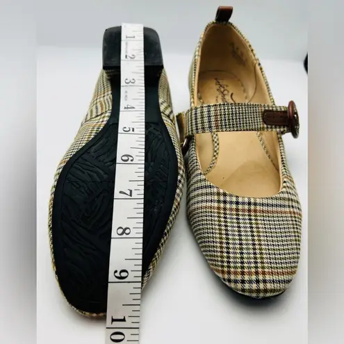Life Stride Plaid Mary Jane Block Heel Shoes Women 6.5M Chic Buckle Fabric Strap