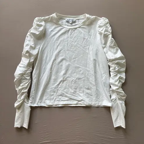 Walter Baker Ruched Sleeve Dot Top