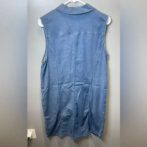 Soft Surroundings Women's Chambray Button Up Sleeveless Denim Dress Size Med