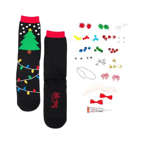 🎄NWT DIY Real Ugly Christmas Socks Set Black