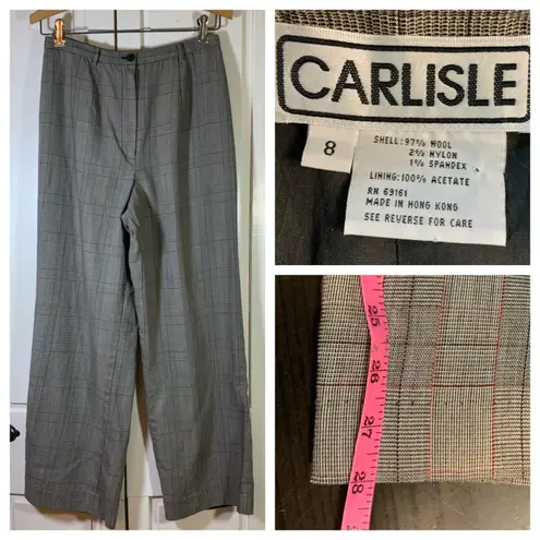 Carlisle VTG Plaid Wool Blend Retro Trouser 8 Gray Red Classic Career Pants READ - Image 14
