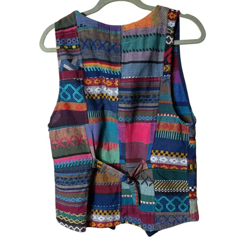 No Boundaries Vest Patchwork SZ M Boho Bohemian Hippie Art Teacher Metallic