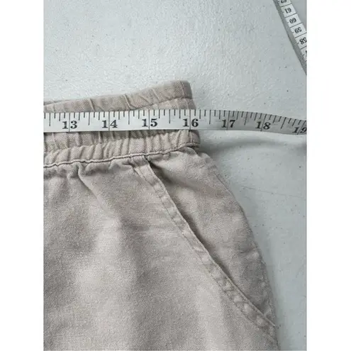 Soho Street Linen Blend Drawstring Shorts Casual Comfy Everyday Womens Medium Tan