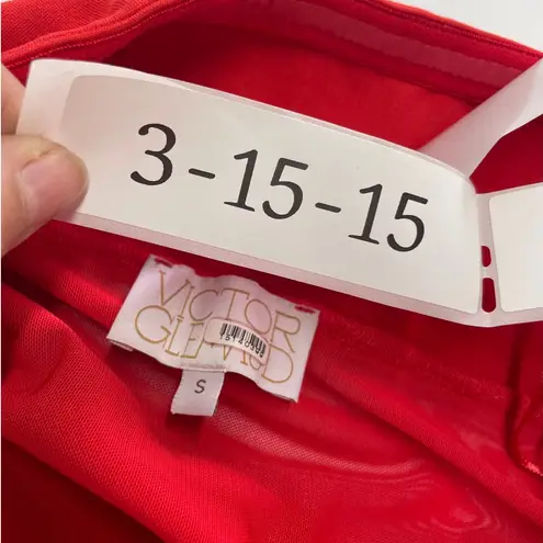Victor Glemaud Dress Womens Small Red Strapless Mini Ponte Sheer Panel