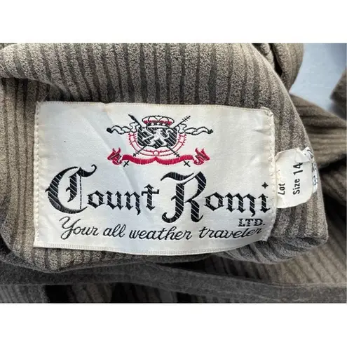 1970s Vintage Count Romi Corduroy Trench Coat 14 Belted Long Jacket Taupe Beige Tan Size undefined