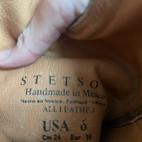 Stetson Brown Western Cowboy Boots with Cutout Design