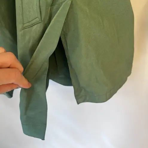 Gallery LIST Shiny Green Double Breasted Belted Short Trench Coat Size Medium