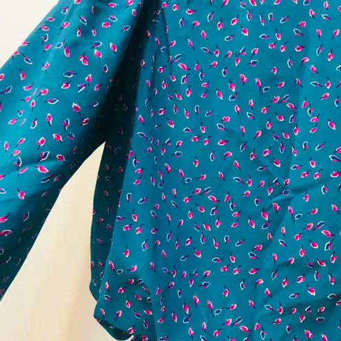 Vintage Turquoise and pink Midi Dress Sz 8. Blue