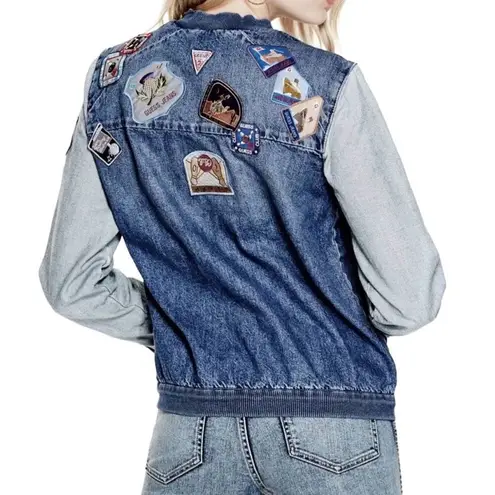 Guess  Original Patchwork Denim Bomber Jacket Y2K Fairy Cowgirl Gorpcore Boho S