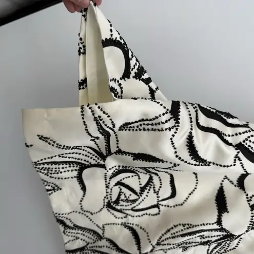 Donna Ricco Petite Cream & Black Floral Beaded Mini Skirt Formal Plus 18WP