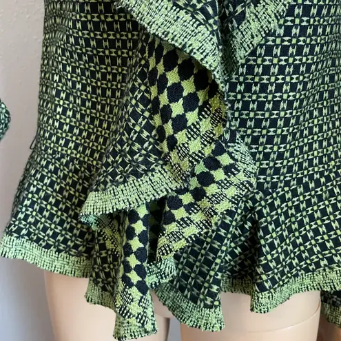 Yarns & Stitches Lime Green and Black Basket Weave Rattan Pattern Blazer Size 8