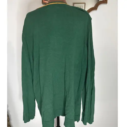 kim rogers Curvy 3X Womens Green Cardinal Birds Crew Neck Long Sleeve Sweater