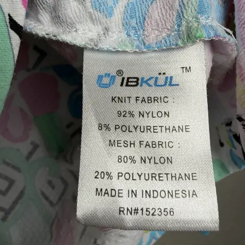 IBKUL Women's Hera Floral Print UPF 50 Size M Mock Neck Zip Top Golf Tennis Pink Size M