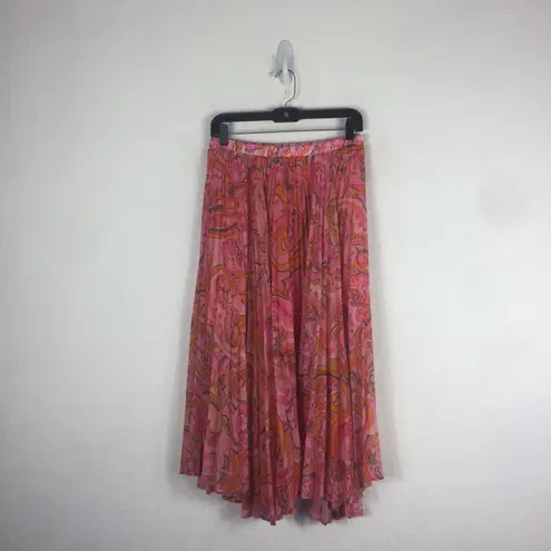 Delfi Collective Lilah Midi Skirt Size Medium Pink Paisley Pleated Boho Y2K