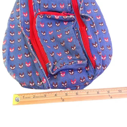 KAVU Bag Rope Sling Crossbody Fox Print Hiking Outdoor Limited Edition Blue