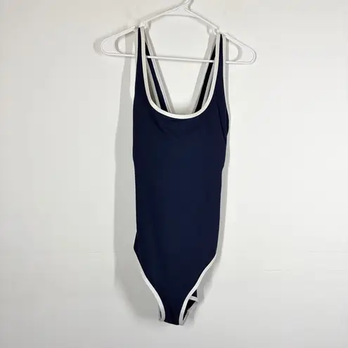 NWT Calia Tipped Simple One Piece Swimsuit Size 16 Blue