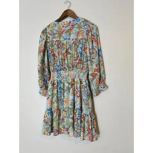 Elan Melrose Fit & Flare Mini Dress Womens Sz M 3/4 Sleeve Vacation Tropical