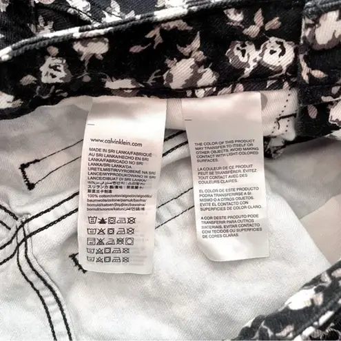 Floral Print Denim Mini Skirt 26 Black