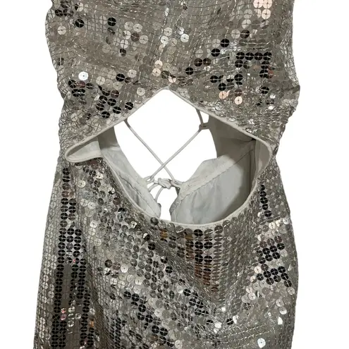 Majorelle NEW NWT Jovanna Sequin Embellished Cutout Maxi Gown In Silver