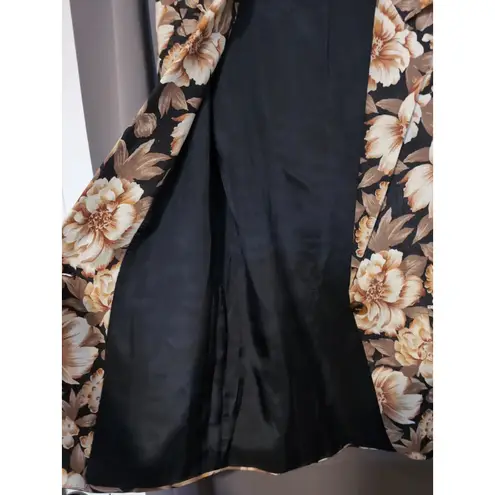JH Collectibles Women's Floral Blazer, Size 8 Maximalist Jacket, Black & Beige Brown
