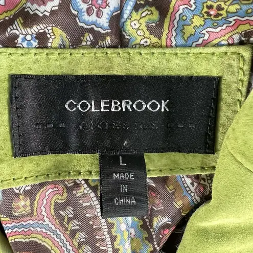 Colebrook Large Suede Leather Lime Green Jacket Women's Paisley Lined 2 Button