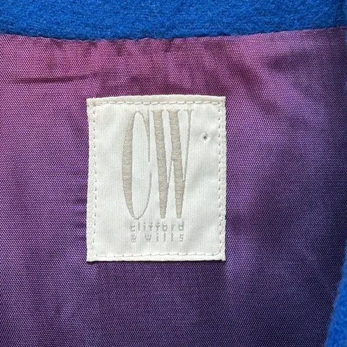 VTG Clifford & Willis Coat Royal Blue Fringe Trim Boho Chic Cowgirl Ranch Style Size XL