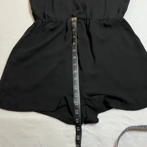 Women's Sleeveless Scoop Embellished Neck Romper Playsuit Size S Casual Festival Black