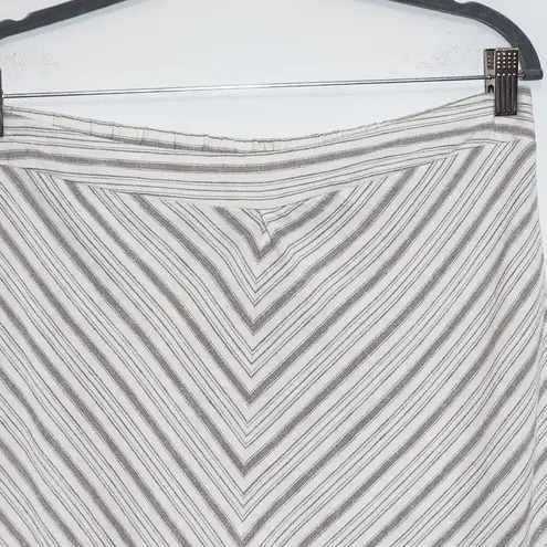 For Cynthia Taupe and Cream Linen Chevron Stripe Skirt NWOT Size Large