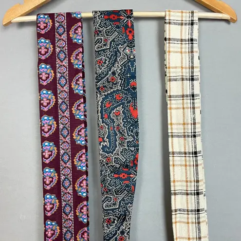 Vintage 70s Chessa Davis Belt Set of 3 Belts Retro Tie Fabric Women Floral Plaid Blue