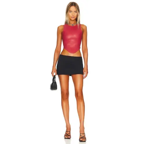 Miaou Jinx Top in Strawberry Large New Womens Faux Leather Vegan Cropped Tank Red